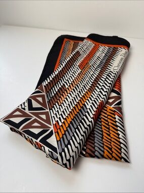 Dior Orange, Brown, Black & Cream Geometric Silk Skirt Scarf